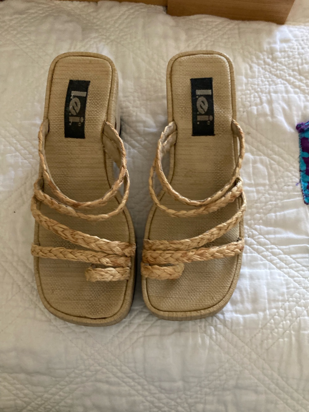 Vintage lei Braided Raffia Platform Sandals